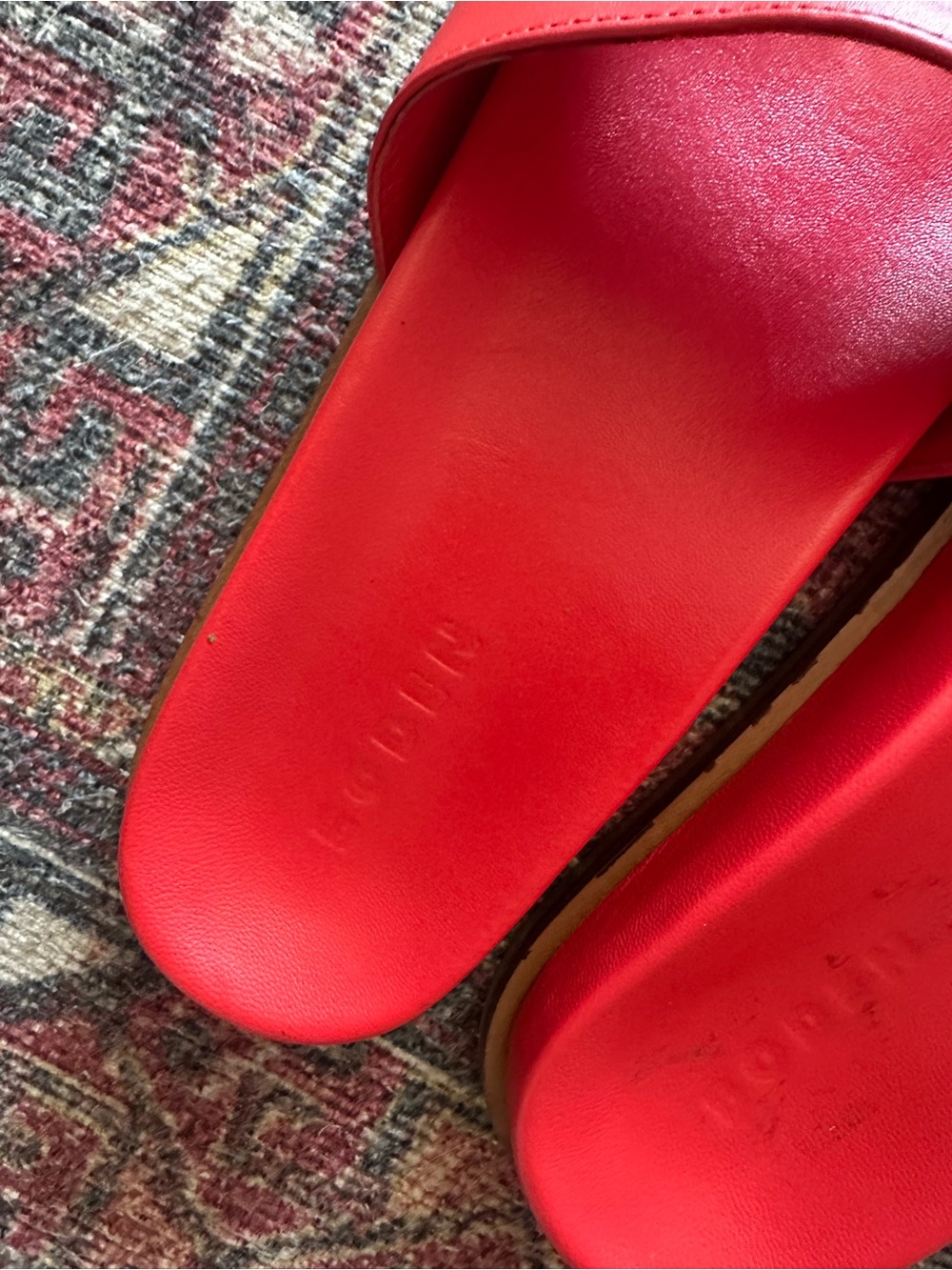 BODEN Red Leather Slide Sandals - Picture 5 of 5